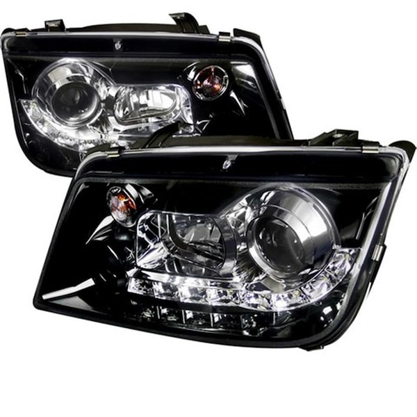 Overtime R8 Style Smoke Gloss Black Housing Projector Headlights, 99 to 04 Volkswagen Jetta 11 x 19 x 22 in. OV2654243 - main